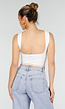 Witte Cropped Top met Kanten Rand en Brede Bandjes