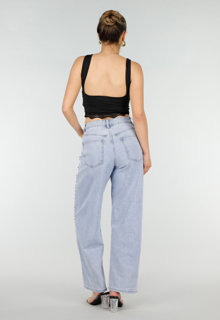 Zwarte Cropped Top met Open Rug en Kant