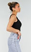 Zwarte Cropped Top met Open Rug en Kant