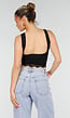 Zwarte Cropped Top met Open Rug en Kant