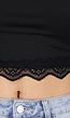 Zwarte Cropped Top met Open Rug en Kant