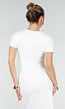 Witte Stretch Midi Jurk met Gouden Taille Detail