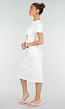 Witte Stretch Midi Jurk met Gouden Taille Detail
