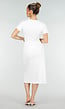 Witte Stretch Midi Jurk met Gouden Taille Detail