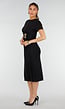 Zwarte Stretch Midi Jurk met Gouden Taille Detail