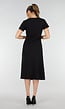 Zwarte Stretch Midi Jurk met Gouden Taille Detail