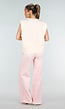 Roze Mouwloze Top met Gele Stippen en Schoudervulling