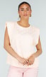 Roze Mouwloze Top met Gele Stippen en Schoudervulling