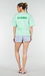 Mintgroen Gestreept Oversized T-shirt met Iconic Opdruk