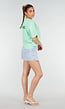 Mintgroen Gestreept Oversized T-shirt met Iconic Opdruk