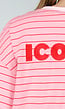 Roze Gestreept Katoenen T-Shirt met Korte Mouwen