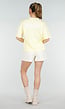 Lichtgeel Gestreept Oversized T-shirt met Iconic Opdruk