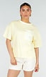 Lichtgeel Gestreept Oversized T-shirt met Iconic Opdruk