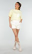 Lichtgeel Gestreept Oversized T-shirt met Iconic Opdruk