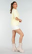Lichtgeel Gestreept Oversized T-shirt met Iconic Opdruk