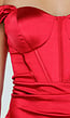 Rode Stretch Satijnen Off Shoulder Maxi Jurk met Split