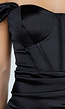 Zwarte Satin Off Shoulder Galajurk met Split