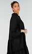 Zwarte Midi Jurk met V-Hals en Ruffle Details