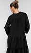 Zwarte Midi Jurk met V-Hals en Ruffle Details
