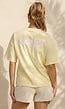 Lichtgeel Gestreept Oversized T-shirt met Iconic Opdruk