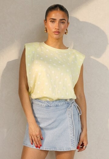 Butter Yellow Polkadot Top