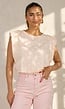 Roze Mouwloze Top met Gele Stippen en Schoudervulling