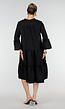Zwarte Midi Jurk met V-Hals en Ruffle Details