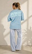 Blauw Gestreept Oversized T-Shirt met Korte Mouwen