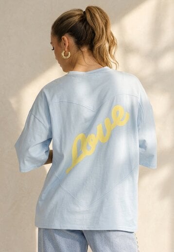 Lichtblauw Oversized T-Shirt met Backprint
