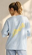 Lichtblauw Oversized T-Shirt met Korte Mouwen en Backprint