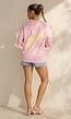 Roze Oversized T-shirt met Korte Mouwen en Backprint