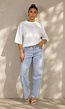 Wit Katoenen Oversized T-shirt met Roze Tekstprint op de Rug