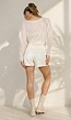 Crème Mesh Top met Lange Mouwen en Stretch