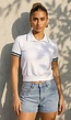 Witte Cropped Polo met Groene Contrasterende Strepen