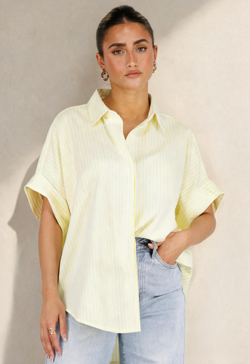 Lichtgele Gestreepte Oversized Blouse