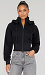 Zwart Vest in Kort Model met Afneembare Capuchon