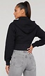 Zwart Vest in Kort Model met Afneembare Capuchon