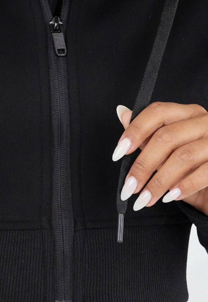 Zwart Vest in Kort Model met Afneembare Capuchon