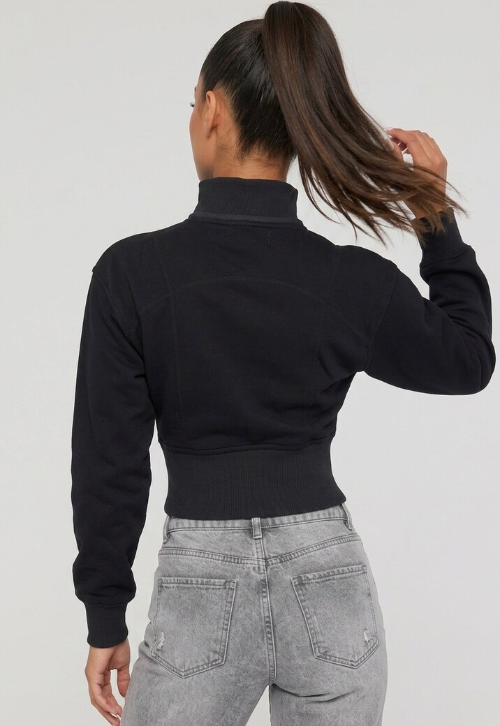 Zwart Vest in Kort Model met Afneembare Capuchon