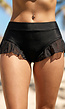 Zwart Sexy Thong Bikinibroekje met Vast Rokje