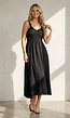 Zwarte Midi Jurk met Brede Bandjes en Stretch