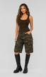 Groene Camouflage Cargo Bermuda Short met Zakken