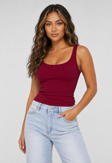 Bordeaux Rib Hemdje met Stretch