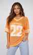 Oranje Jersey Shirt met Cijferprint en Korte Mouwen