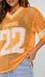 Oranje Jersey Shirt met Cijferprint en Korte Mouwen