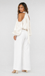 Gebroken Witte Satijnen Cold Shoulder Top met Sjaalkraag