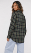 Donkergroene Geruite Blouse met Lange Mouwen en Borstzak