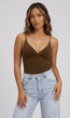 Bruine Sport Tanktop met Dunne Bandjes en Pads