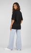 Zwart Oversized T-Shirt met Kantmouwen en Borduring