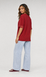 Rood Oversized T-Shirt met Kantmouwen en Borduring